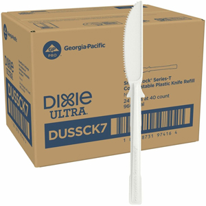 Dixie Ultra SmartStock Cutlery Set - Knife - Knife - Food - Disposable - Plastic, Crystallized Polylactic Acid (CPLA) - Natural Beige - 24 / Carton