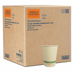 World Centric NoTree Paper Hot Cups - 12 fl oz - Natural - Paper - Hot Drink, Coffee, Tea, Hot Chocolate - 50 Cups/Pack - 20 / Carton