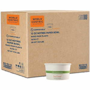 World Centric Compostable NoTree Paper Bowl - Food, Breakroom - 4.4