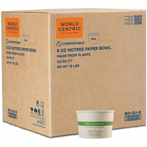 World Centric Compostable NoTree Paper Bowl - Ice Cream, Salad, Soup, Fruit - 3.4