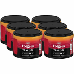 Folgers Ground Black Silk Coffee - Dark - 22.6 oz Per Canister - Ground - Black Silk - 6 / Carton