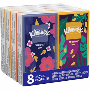 Kleenex Go Packs Facial Tissues - 3 Ply - 8.60