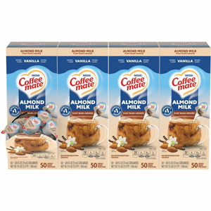 Coffee mate Almond Milk Vanilla Plant-Based Liquid Creamer Singles - Natural Vanilla Almond Milk Flavor - 0.38 fl oz (11 mL) - 50/Box - 4 / Carton