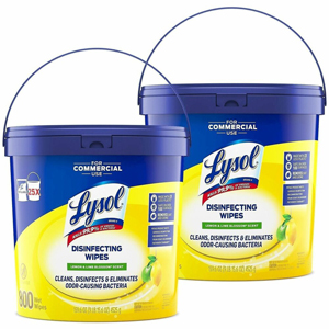 Lysol Disinfecting Wipe Bucket w/Wipes - Lemon & Lime Blossom Scent - Disinfectant, Pre-moistened - White - 800/Bucket - 2 / Carton