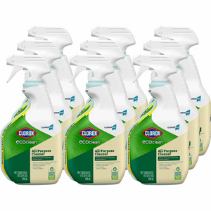 Clorox EcoClean All-Purpose Cleaner Spray - 32 fl oz (1 quart) - Dye-free, Phosphate-free, Paraben-free, Petroleum Free, Solvent-free - Green, White - 9 / Carton