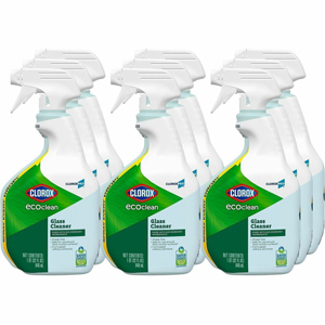 CloroxPro EcoClean Glass Cleaner Spray - 32 fl oz (1 quart) - Streak-free, Paraben-free, Ammonia-free, Dye-free, Phthalate-free, Solvent-free, Fume-free, Chemical-free - Green, Blue - 9 / Carton