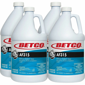 Betco AF315 Disinfectant Cleaner - Concentrate - 128 fl oz (4 quart) - 7 to 8 pH - Citrus & Cedar Scent - Deodorant, pH Neutral - Turquoise - 4 / Carton