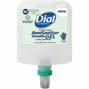 Dial Professional Hand Sanitizer Gel Refill - 1.27 quart - Bacteria Remover - Hand - Clear - Fragrance-free, Dye-free - 3 / Carton