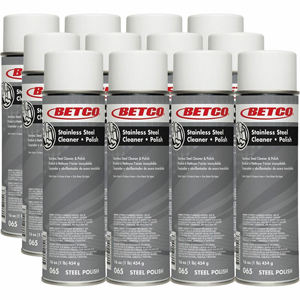 Betco Stainless Steel Cleaner & Polish - Ready-To-Use - 16 fl oz (0.5 quart) - Characteristic Scent - Non-greasy, Film-free - White Can - 12 / Carton