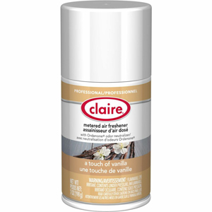 Claire Metered Air Freshener with Ordenone - Aerosol - 6000 ft³ - 7 fl oz (0.2 quart) - Vanilla - 30 Day - Odor Neutralizer - 12 / Carton
