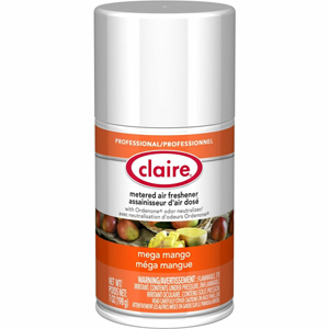 Claire Metered Air Freshener with Ordenone - Aerosol - 6000 ft³ - 7 fl oz (0.2 quart) - Mega Mango - 30 Day - Odor Neutralizer - 12 / Carton