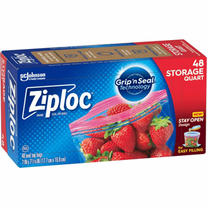 Ziploc Stand-Up Storage Bags - Blue - Kitchen - 48/Box - 9 / Carton