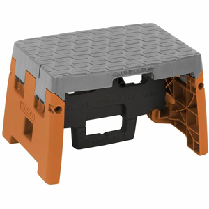 Cosco 1-Step Molded Folding Step Stool - 1 Step - 300 lb Load Capacity - Type IA - Gray, Orange - 1 Each