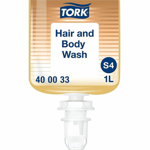 TORK S4 Hair and Body Wash - Clean Scent - 33.8 fl oz (1000 mL) - Bottle Dispenser - Hair, Body, Hotel, Spa, Skin, School - White - Moisturizing - Hygienic, Refillable, Perfumed - 6 / Carton