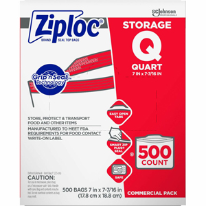 Ziploc Quart Storage Bags - Medium Size - 1 quart Capacity - 7