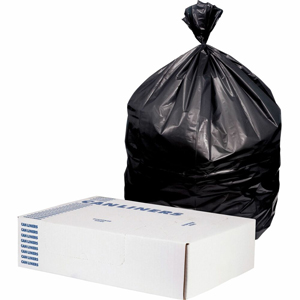 Heritage Value Line Can Liners - 60 gal Capacity - 1.20 mil (30 Micron) Thickness - Black - Resin - Waste Disposal - Recycled - 1 Carton