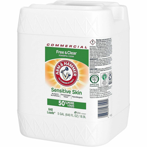 Arm & Hammer Free & Clear Detergent - For Laundry, Clothing - Concentrate - Liquid - 640 fl oz (20 quart) - 640 Loads - Recommended For: Stain Remover, Dirt Remover, Odor Remover, Soil Remover - Hypoallergenic, Fragrance-free, Dye-free - Clear - 1 Carton
