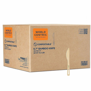 World Centric Compostable Bamboo Cutlery - Knife - Knife - Food - Bamboo - Natural - 2000 / Carton