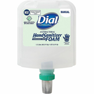 Dial Hand Sanitizer Foam Refill - 1.27 quart - Bacteria Remover - Hand - White - Hypoallergenic, Fragrance-free, Dye-free - 3 / Carton