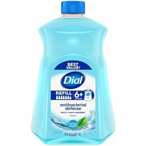 Dial Antibacterial Defense Liquid Hand Soap - Spring Water Scent - 1.63 quart - Bottle Dispenser - Bacteria Remover - Hand - Antibacterial - Blue - Recycled - Cruelty-free, Paraben-free, Phthalate-free, Silicone-free, pH Balanced - 3 / Carton