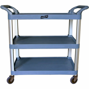 Genuine Joe Bussing Cart - 3 Shelf - 200 lb Load Capacity - 4