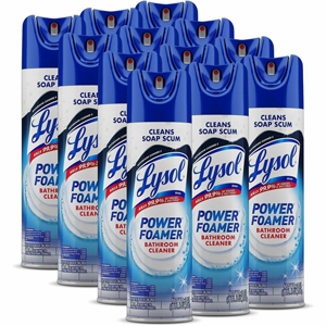 Lysol Power Foam Bath Cleaner - For Multi Surface - Foam Spray, Aerosol - 24 fl oz (0.8 quart) - Recommended For: Soap Scum Remover, Bacteria Remover, Virus Remover, Mold Remover, Mildew Remover, Grime Remover - Scrub-free - White Clear