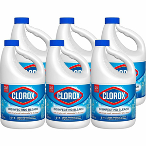 Clorox Disinfecting Bleach - For Multipurpose - Concentrate - Liquid - 81 fl oz (2.5 quart) - Recommended For: Bacteria Remover, Virus Remover, Germs Remover, Stain Remover - Disinfectant, Odor Neutralizer, Unscented - White - 6 / Carton