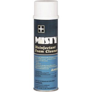 MISTY Disinfectant Foam Cleaner - For General Purpose, Hard Surface, Hospital - Concentrate - Foam, Aerosol - 19 fl oz (0.6 quart) - Clean Scent - Disinfectant, Deodorize - White - 12 / Carton