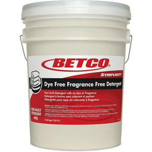 Betco Symplicity Dye/Fragrance-Free Detergent - For Fabric, Linen - Concentrate - 640 fl oz (20 quart) - Dye-free, Fragrance-free, Anti-graying, Phosphorous-free, APE-free, NPE-free, EDTA-free, Low Foaming - Clear - 1 Each