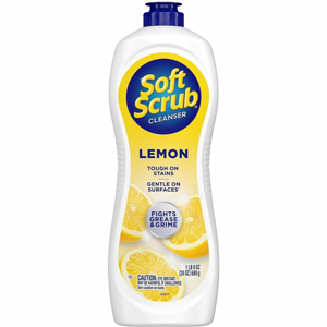 Soft Scrub Total Bath/Kitchen Cleanser - For Multipurpose, Multi Surface - 24 fl oz (0.8 quart) - Fresh, Lemon Scent - Non-abrasive, Kosher - White - 8 / Carton