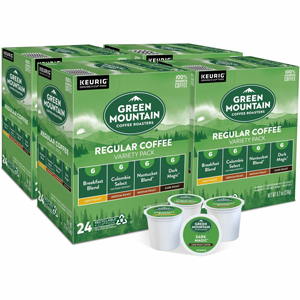 Green Mountain Coffee Roasters K-Cup Regular Coffee Variety Pack - Compatible with Keurig Brewer - Light/Medium/Dark - Per Box - K-Cup - Breakfast Blend, Columbian Fair Trade Select, Nantucket Blend, Dark Magic - 24/Box - 4 / Carton