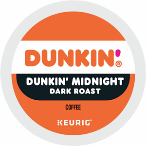 Dunkin' K-Cup Midnight Coffee - Compatible with Keurig Brewer - Dark - 0.3 oz Per Box - K-Cup - Dunkin' Midnight - Kosher - 22/Box - 4 / Carton