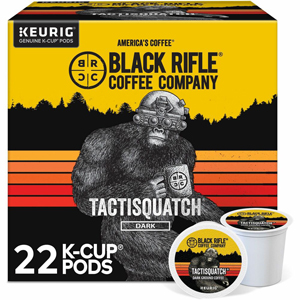 Black Rifle K-Cup Tactisquatch Coffee - Compatible with Keurig Brewer - Dark - 0.3 oz Per Box - K-Cup - Tactisquatch - Kosher - 22/Box - 4 / Carton