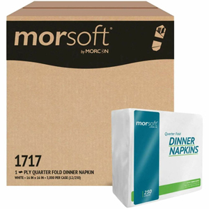Morcon Morsoft Quarter-Fold Dinner Napkins - 1 Ply - Quarter-fold - 16
