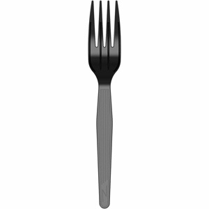 Dixie Foods Medium-Weight Disposable Cutlery - 1000 Piece(s) - Fork - Fork - Food - Disposable - Polystyrene - Black - 1000 / Carton