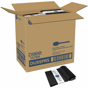 Dixie SmartStock Series-T Cutlery Refill - Fork - Fork - Breakroom - Disposable - Polypropylene, Plastic - Black - 24 / Carton