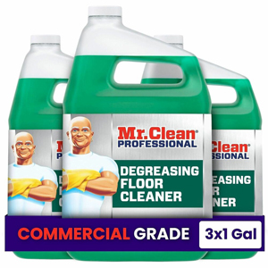 Mr. Clean Pro Degreasing Floor Cleaner - For Multi Surface, Commercial, Kitchen - Concentrate - 128 fl oz (4 quart) - Recommended For: Oil Remover, Grease Remover, Odor Remover - Green - 3 / Carton