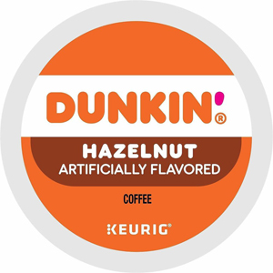 Dunkin' Donuts K-Cup Hazelnut Coffee - Compatible with Keurig Brewer - Medium - K-Cup - Hazelnut - 22/Box - 4 / Carton