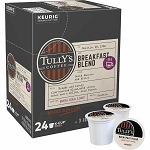 Tully's K-Cup Breakfast Blend Coffee - Compatible with Keurig Brewer - Light - K-Cup - Breakfast Blend - 24/Box - 4 / Carton
