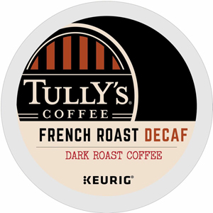 Tully's K-Cup French Roast Decaf Coffee - Compatible with Keurig Brewer - Dark - K-Cup - French Roast Decaf - Decaffeinated - 24/Box - 4 / Carton