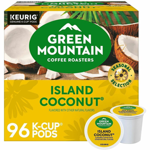 Green Mountain Coffee Roasters K-Cup Island Coconut Coffee - Compatible with Keurig Brewer - Light - K-Cup - Island Coconut - Kosher - 24/Box - 4 / Carton
