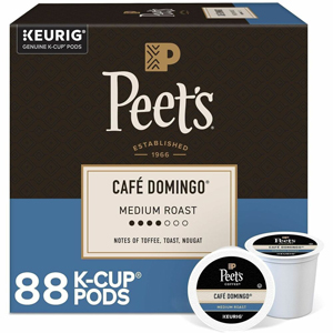 Peet's K-Cup Cafe Domingo Coffee - Compatible with Keurig Brewer - Medium - K-Cup - Cafe Domingo - 22/Box - 4 / Carton