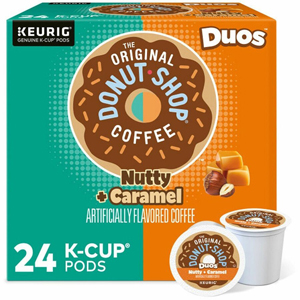 The Original Donut Shop K-Cup Duos Nutty + Caramel Coffee - Compatible with Keurig Brewer - Medium - K-Cup - Duos Nutty + Caramel - 24/Box - 4 / Carton