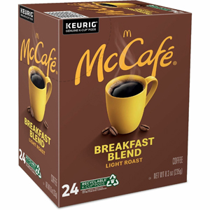 McCafe K-Cup Breakfast Blend Coffee - Compatible with Keurig Brewer - Light - K-Cup - Breakfast Blend - 24/Box - 4 / Carton