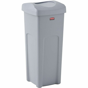 Rubbermaid Commercial Universal Square Container - Swing Lid - 23 gal Capacity - Square - Manual - For Indoor, Outdoor, Mailroom - Compact, Rugged, Durable, Crack Resistant, Venting Channel - 30.9