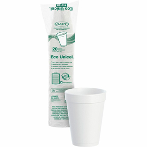 Dart J Cup 14 oz Squat Insulated Foam Cups - 14 fl oz - White - Foam - Cold Drink, Hot Drink, Soft Drink - 25/Pack - 40 / Carton