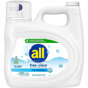 all Free Clear Liquid Laundry Detergent - For Washing Machine, Laundry - Liquid - 118 fl oz (3.7 quart) - 94 Loads - Recommended For: Allergen Remover, Pet Dander Remover, Pollen Remover, Stain Remover, Microbe Remover, Dirt Remover - Skin-friendly, Hypoa