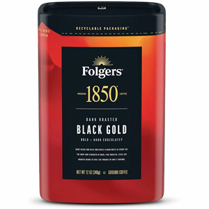 Folgers Ground 1850 Black Gold Dark Roast Ground Coffee - Dark - Ground - Black Gold - 6 / Carton
