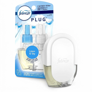 Febreze Plug Linen/Sky Oil Refill - Oil - 0.8 fl oz (0 quart) - Linen & Sky - 50 Day - Long Lasting - 4 / Carton