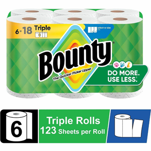 Bounty Select-A-Size Paper Towels - 2 Ply - 123 Sheets/Roll - Diamond Texture - White - Paper - 6 / Carton